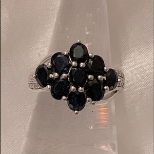 Thai Black Spinel Faceted Gemstone Ring Set In 925 Sterling Silver